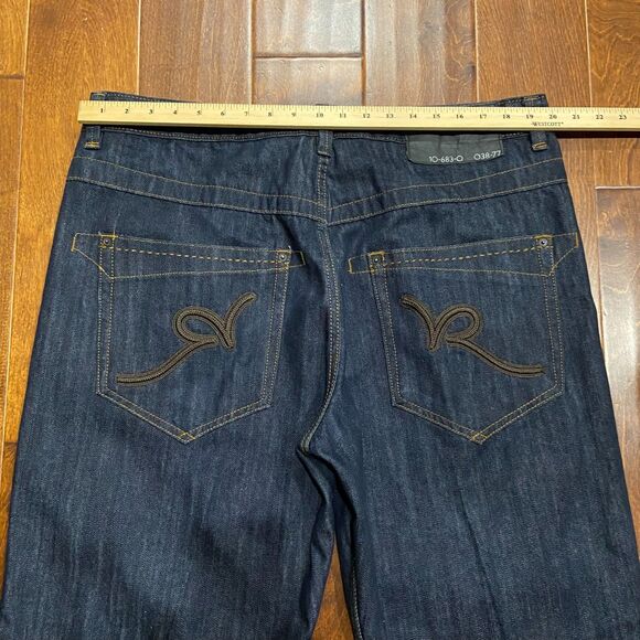 Rocawear Vintage Y2K Baggy Grunge Skater Embroidered Dark Denim Jeans 40 x 34 - Picture 8 of 10